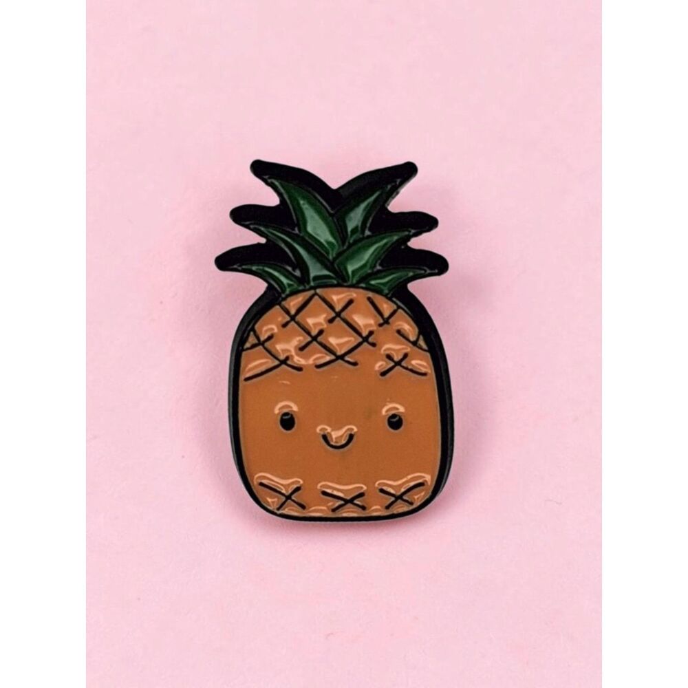 Kawaii Happy Pineapple Enamel Pin - Cute Tropical Fruit Lapel Pin Badge